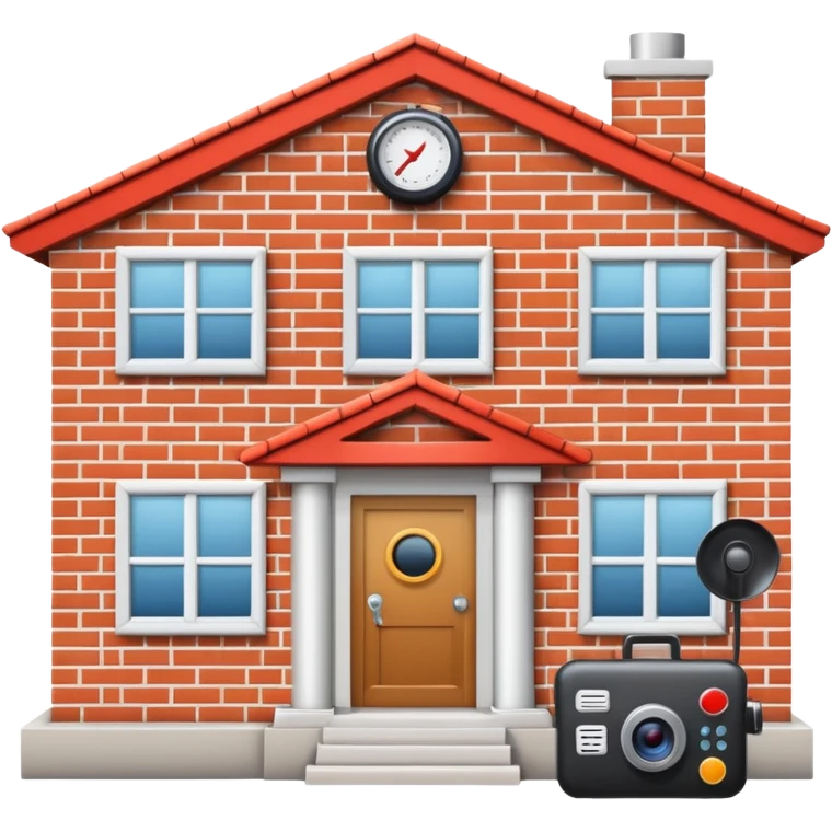 House that is beeing secured by a alarm system and camera emoji