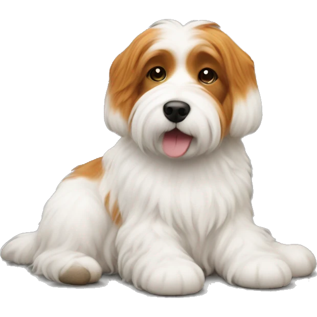 ginger girl with a coton de tulear emoji