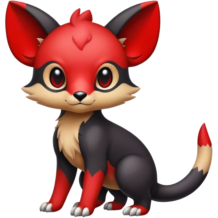 Cute cool black red animal hybrid Fakemon full body  emoji