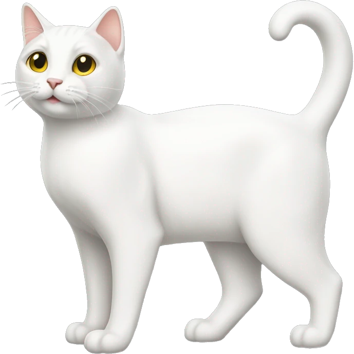 standing white cat，full body，rear view emoji