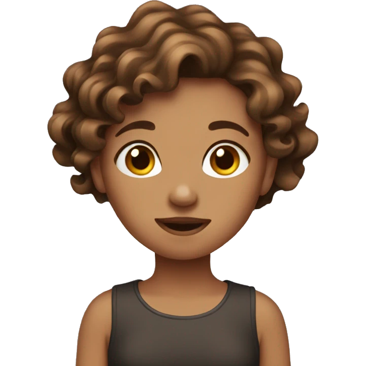 Brown hair wavy girl emoji