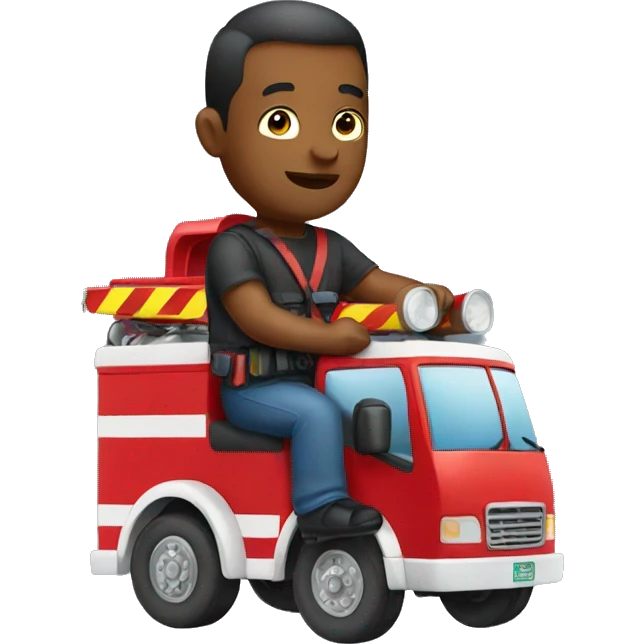 Man riding firetruck emoji