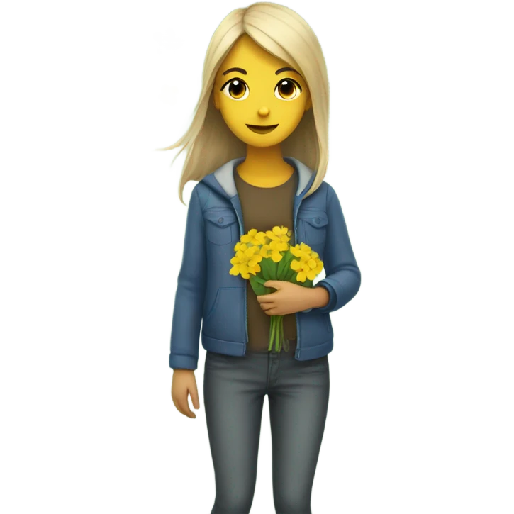 Girl and yellow flowers emoji