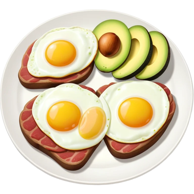 Breakfast with beef, eggs, avocado emoji