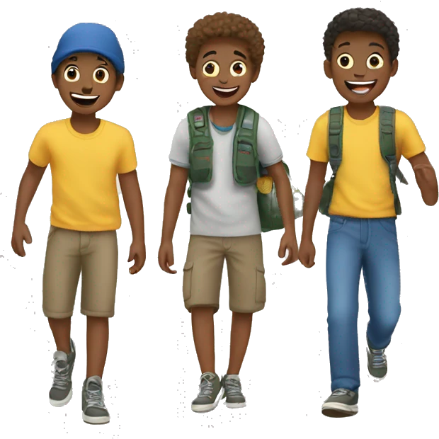 three boys enjoying outdoor fun emoji