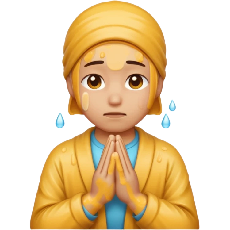 sweat face with praying emoji super realistic emoji