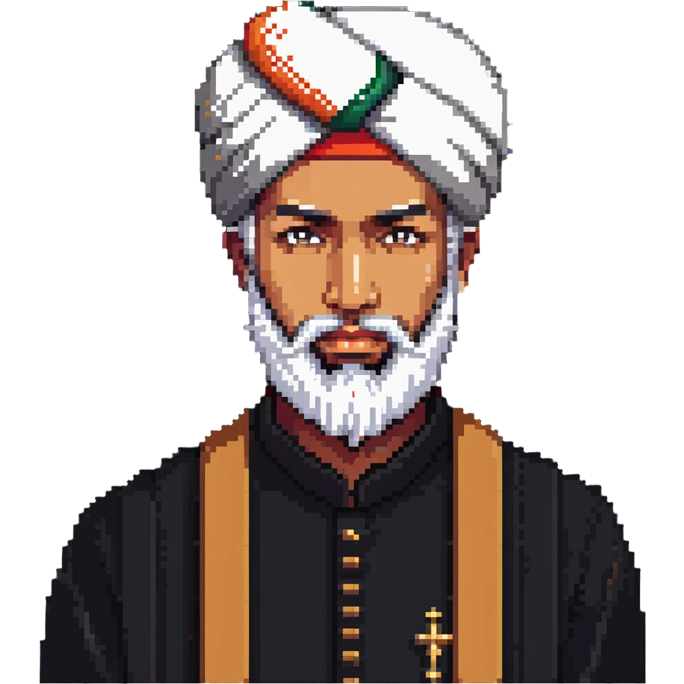 Muslim religious scholar with turban and beard, dignified expression emoji