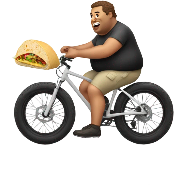 Fat white bike rider eating a burrito emoji