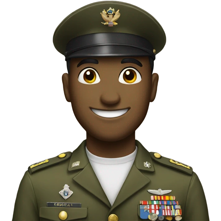 smiling man in military uniform emoji