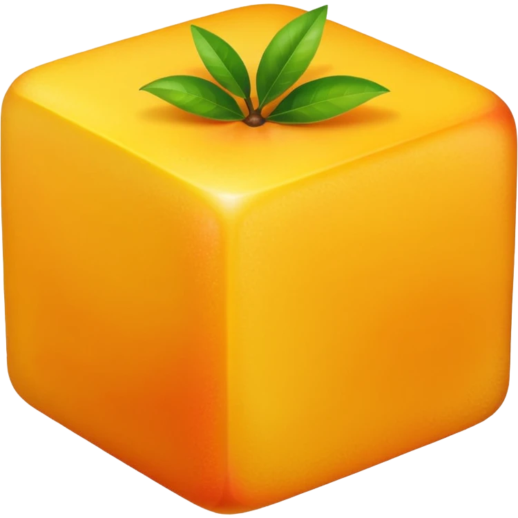 one mango cube from a grid, minimal flat design, bright yellow-orange, isolated, no face, no background, not cartoon emoji