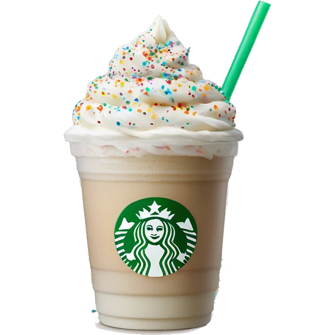 Venti vanilla bean latte Frappuccino with rainbow sprinkle  emoji