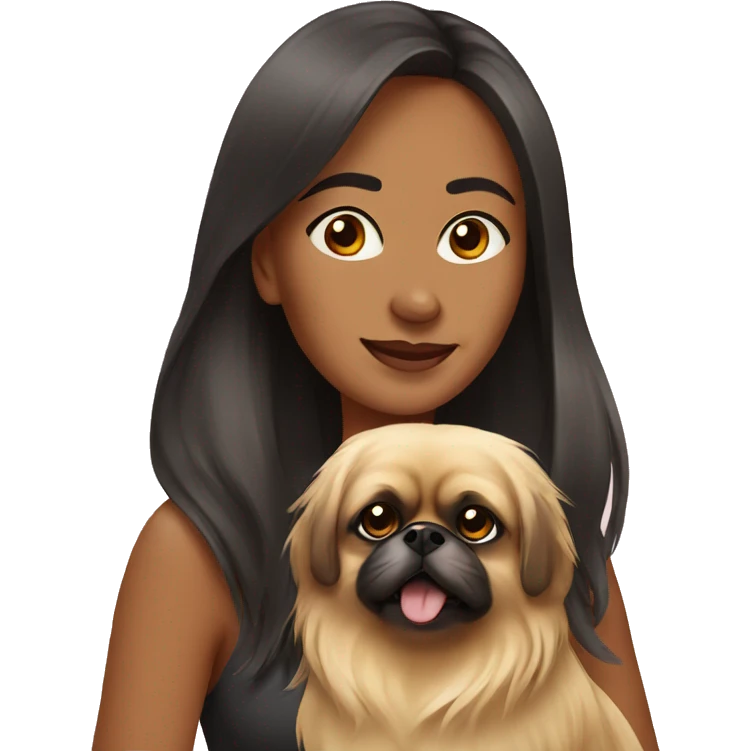Women with Pekingese emoji