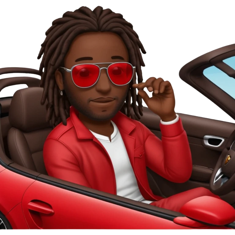 Red Porsche cayenne with black guy with dark brown dreads sitting inside  emoji