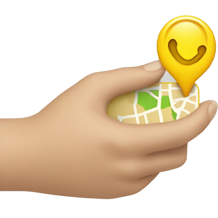 hand holding a iphone yellow map emoji