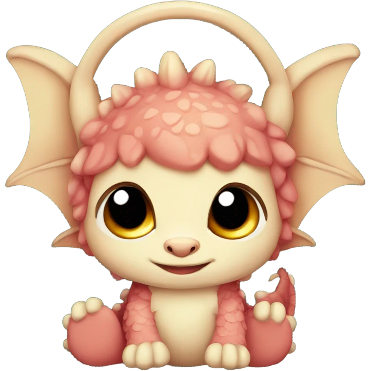 Cute baby dragon. Wearing mittens and earmuffs.  emoji