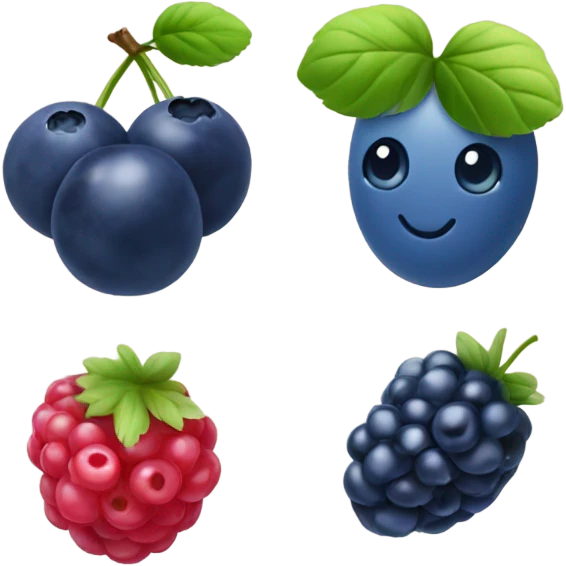  1 blueberry, 1 blackberry, 1 raspberry emoji
