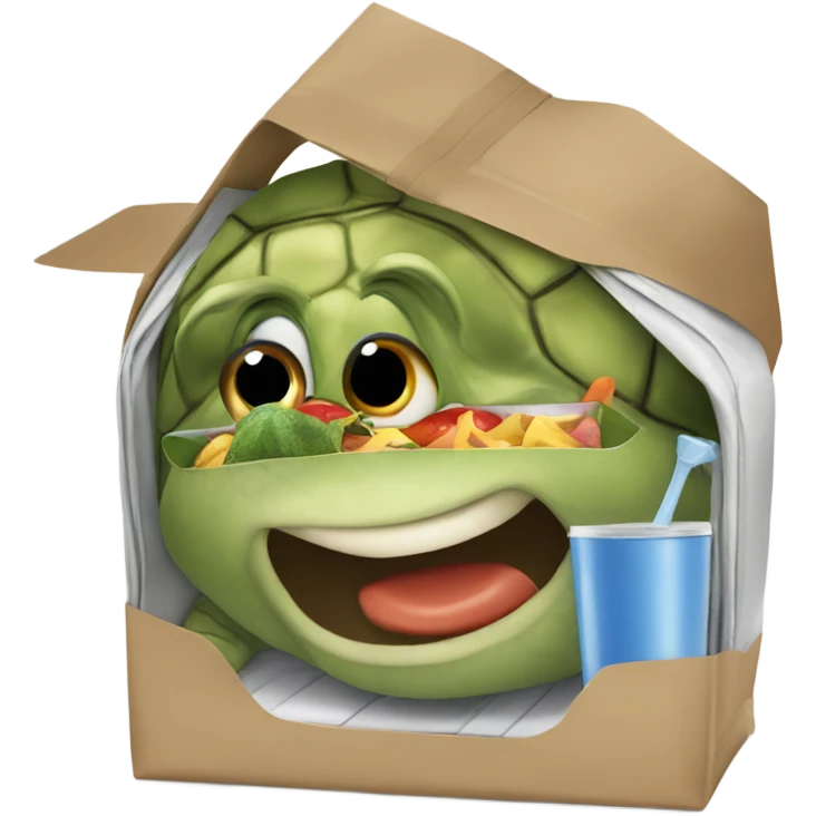 Turtle packing a school lunch emoji