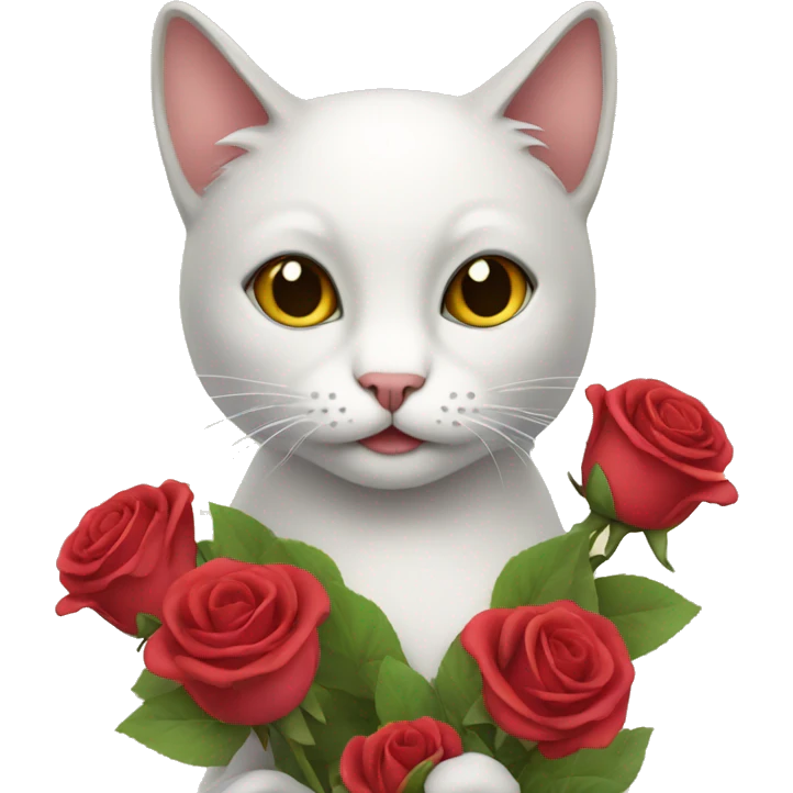 Cat with roses bouquet  emoji