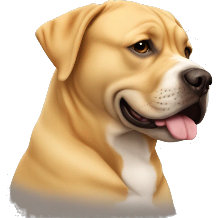 American bully and Golden Labrador retriever hug  emoji
