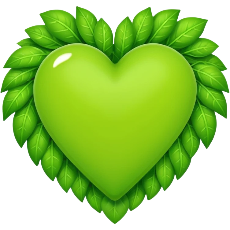 lime green heart with a leaf border emoji