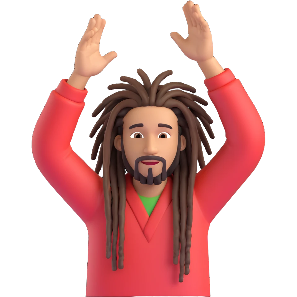 A rasta man bigging up di whole world 🌍🔥🤲🏾, reggae vibes 🎶, love and unity ✨💛💚❤️, every nation stand strong 🇯🇲🌐👑. emoji