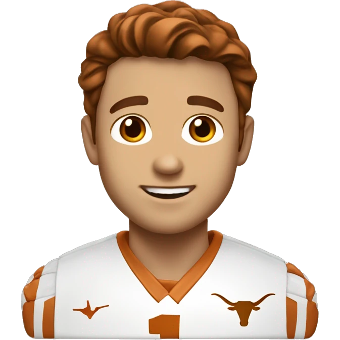 Brown haired White man in University of Texas Longhorn clothes emoji