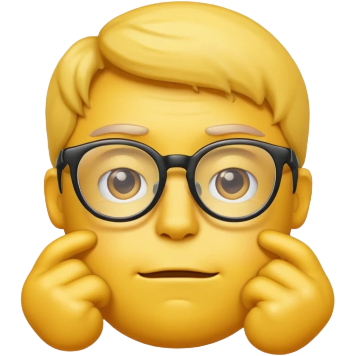 yellow emoji wearing glasses and thinking not smiling- not a person. Just an emoji emoji