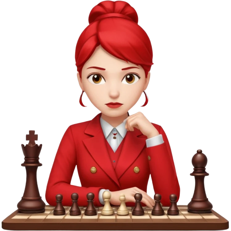 woman chess players in red outfits emoji