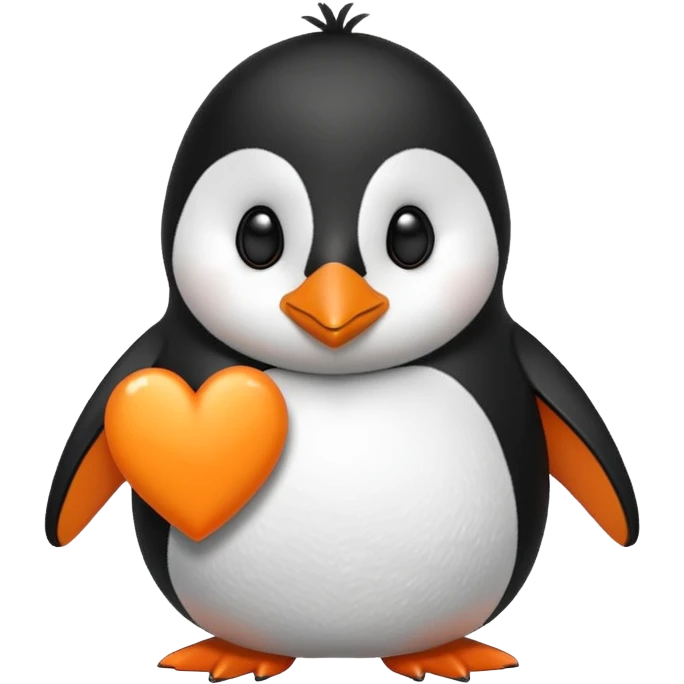 orange heart with a penguin face in the centre emoji