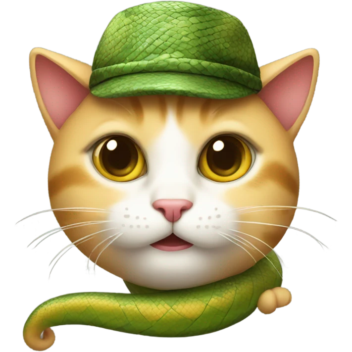 cute cat with a snake hat emoji