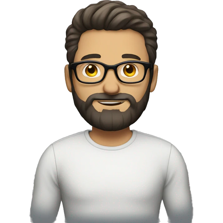 White man with beard and dark hair and wearing glasses holding a cup emoji