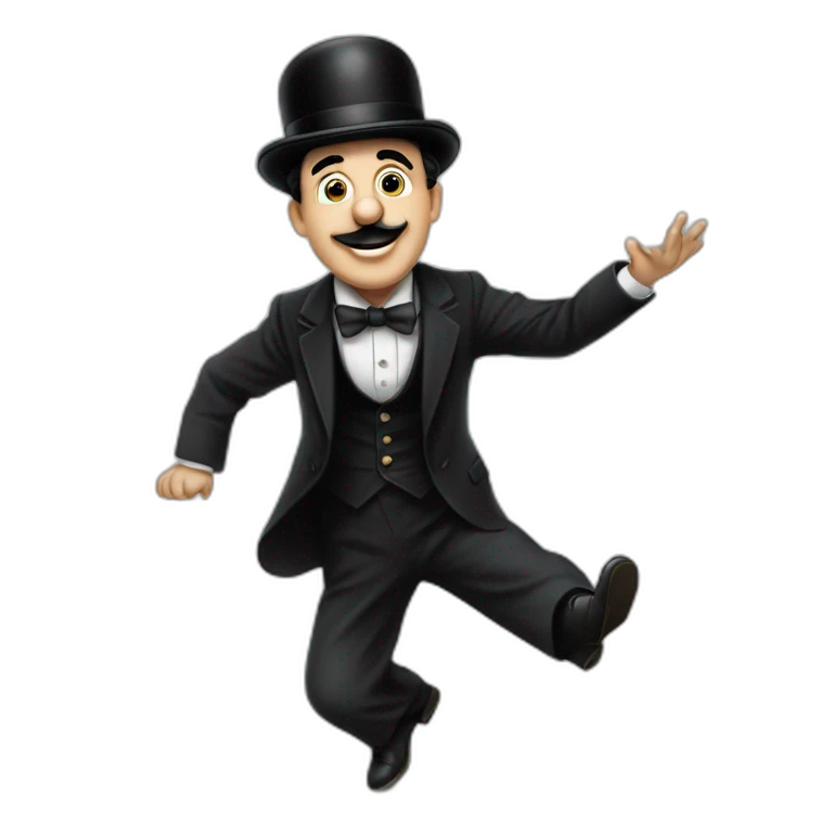 Charlie Chaplin énervé avec le bras droit levé en l'air emoji