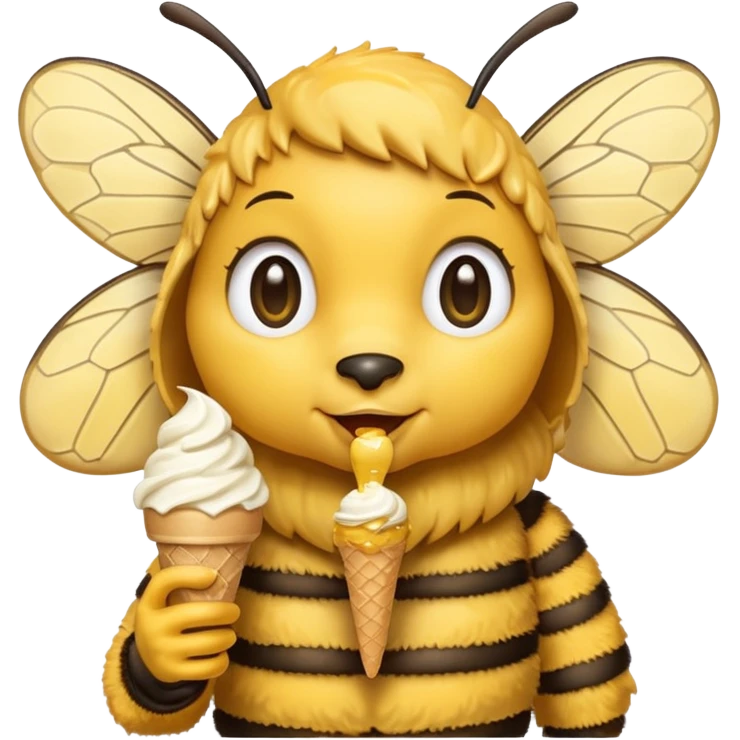 honeybee with ice cream in hand emoji