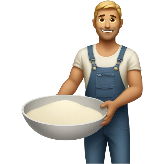Man with bowl of flour emoji