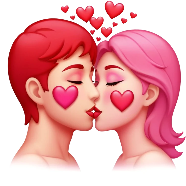 passionate kiss with hearts emoji