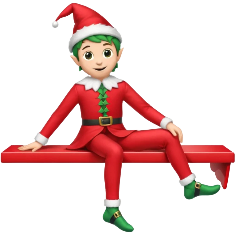 elf on the shelf sitting legs dangling over shelf emoji