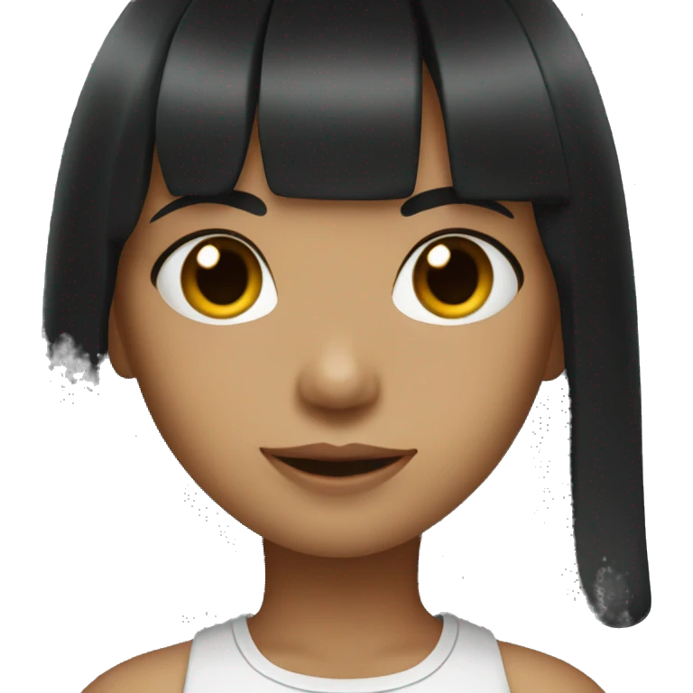 A girl with a black hair and bangs emoji