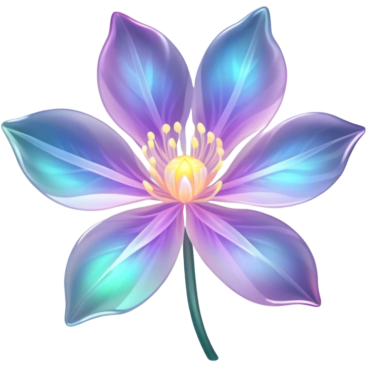 Dark Pastel iridescent transparent bio-luminescent flower emoji