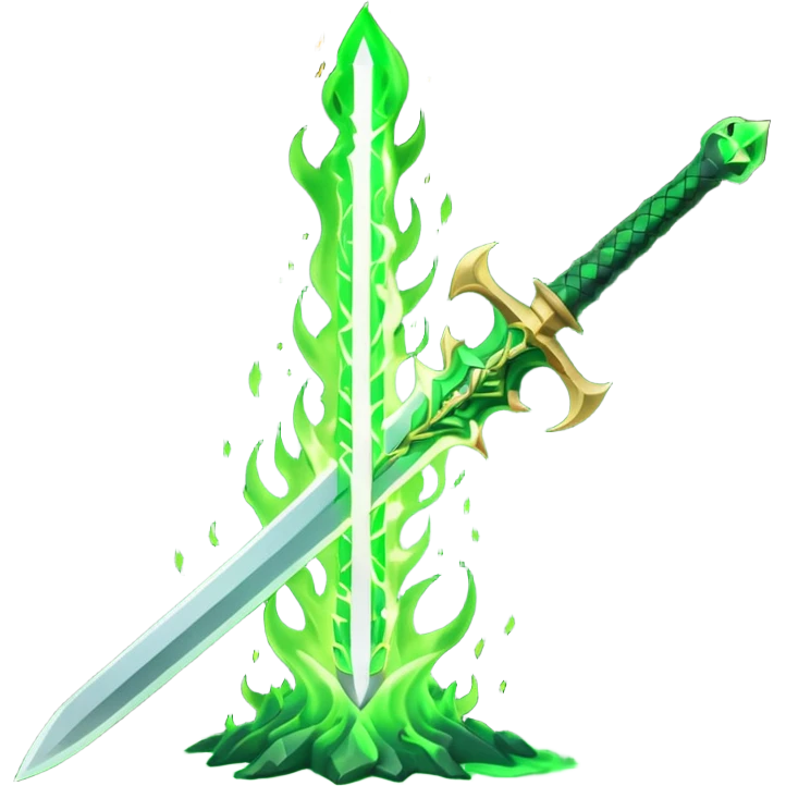 sword burning green flame emoji