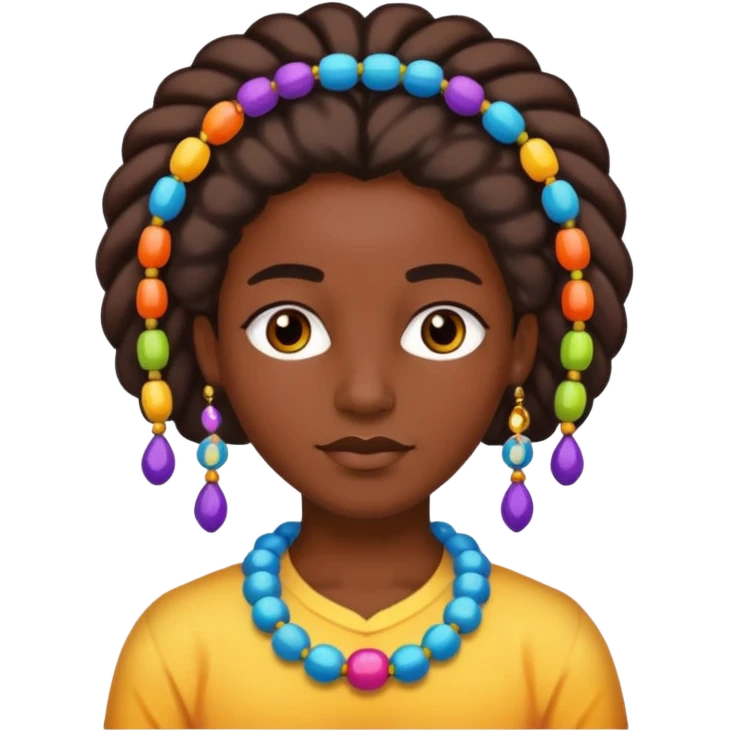 person with beads in hair and colorful styşe emoji