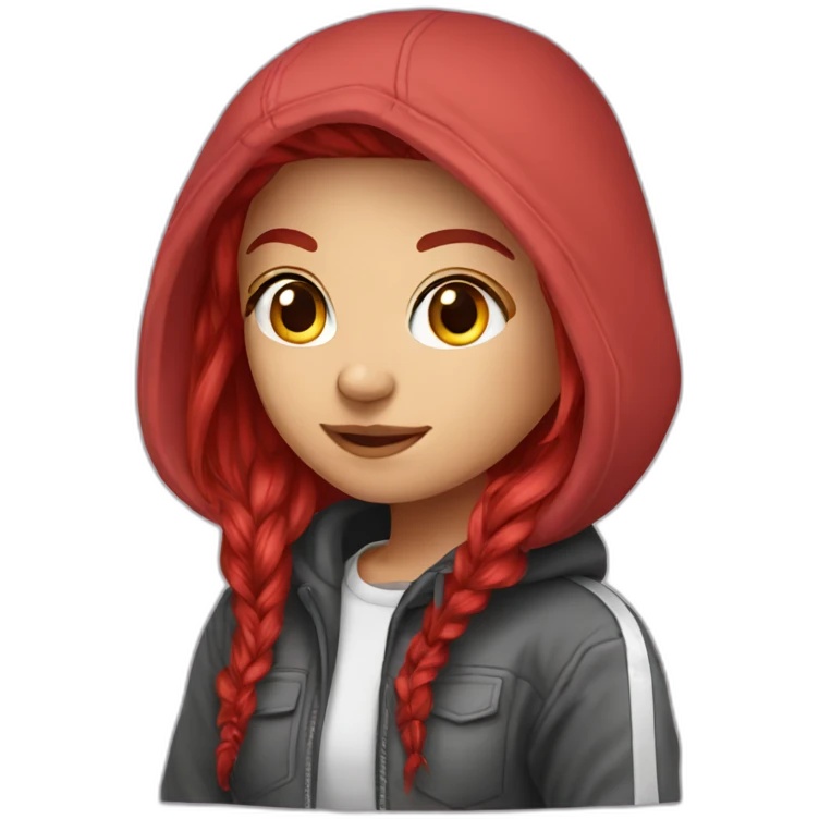 scarlet hair gamer girl wearing hoodie emoji