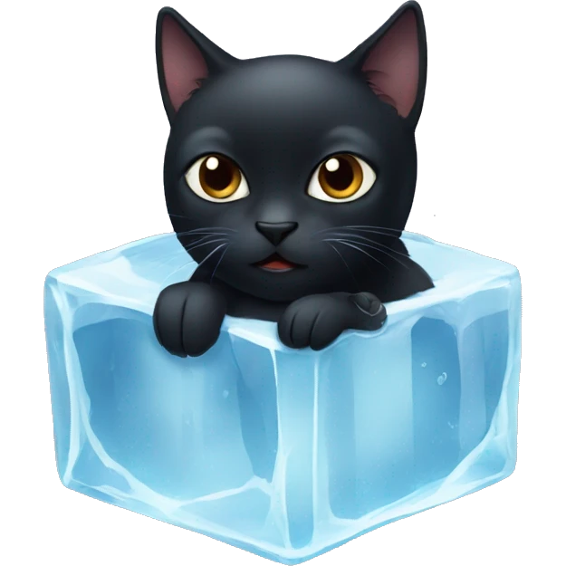 black cat in an ice cube emoji