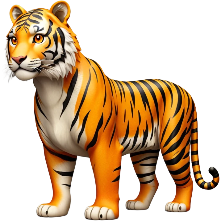 cinematic-tiger-realistic-full-body-standing-emoji,-massive-striped-frame-exuding-power-and-grace,-bold-orange-fur-with-thick-black-stripes,-head-tilted-dramatically,-piercing-yellow-eyes-focused-intensely,-simplified-yet-realistic-focused-features,-highly-detailed,-glowing-with-an-almost-sarcastic-glow emoji