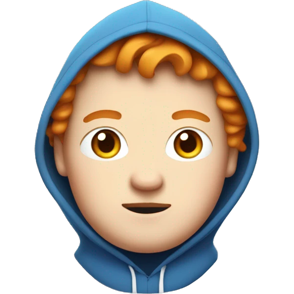 fat, ginger streamer named caseoh wearing a blue hoodie emoji with white pupils emoji