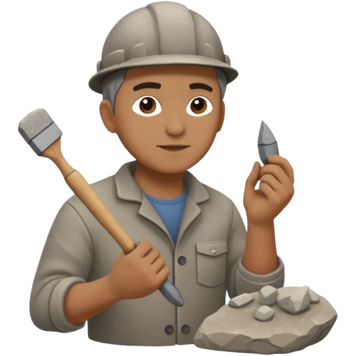 a sculptor during sculpting rock emoji