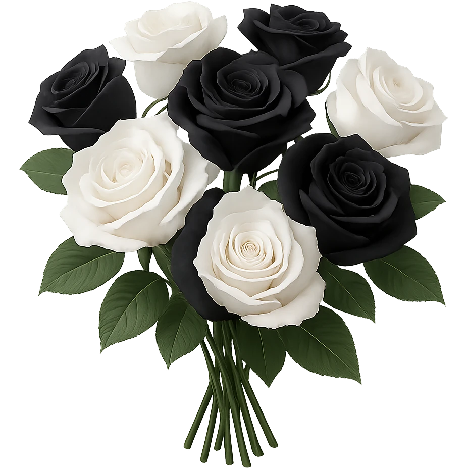 bouquet of white and black roses , remove background emoji
