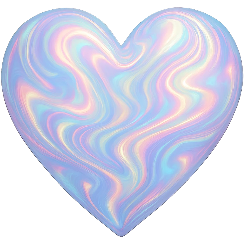 heart with a swirling opalescent pattern, digital illustration emoji
