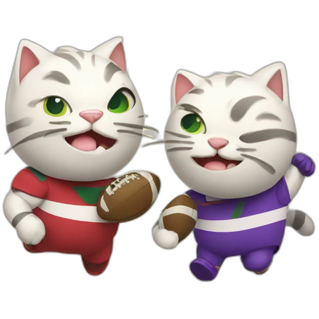 2 cats playing rugby emoji