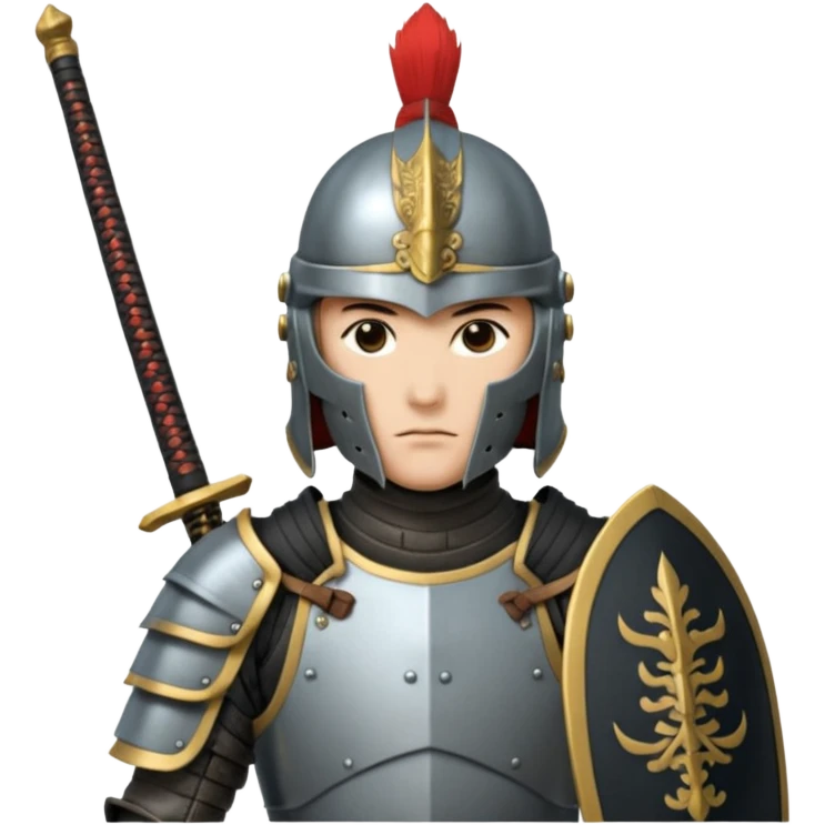  Armored noble with katana at side, kabuto helmet, stern posture. emoji