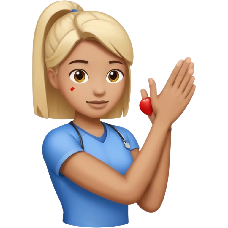 athletic trainer holding athlete's arm, evaluating injury, emoji style emoji